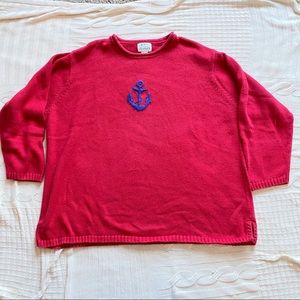 ☄️The Quacker Factory 3X Red Sweater Nautical Them